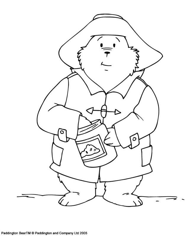 coloriage l ours paddington mange du miel